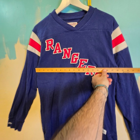 Mitchell & Ness New York Rangers Hockey Jersey Shirt Blue Long Sleeve Size M - Picture 3 of 5